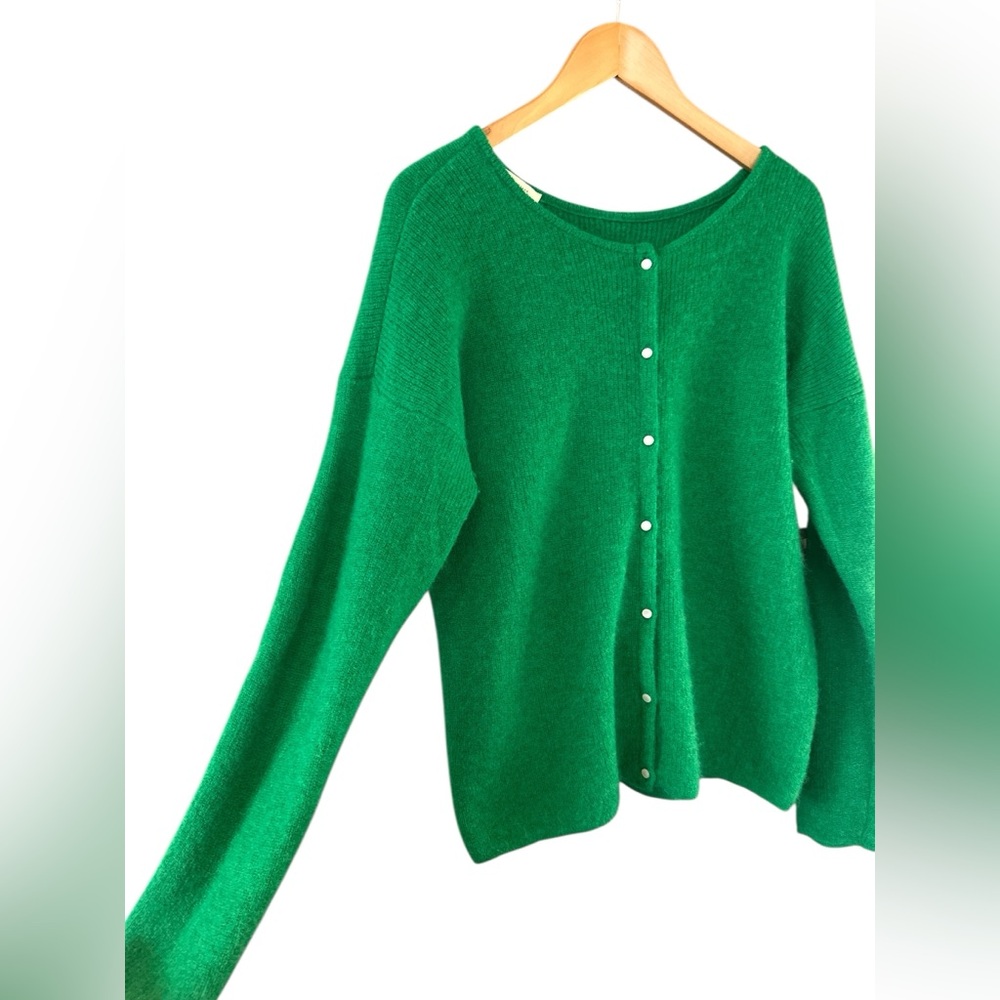 Sezanne Mohair Pearl Button Cardigan in Green - Picture 7 of 14